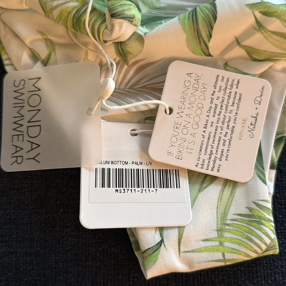 NWT Monday Swimwear Tulum Bottoms in Palm